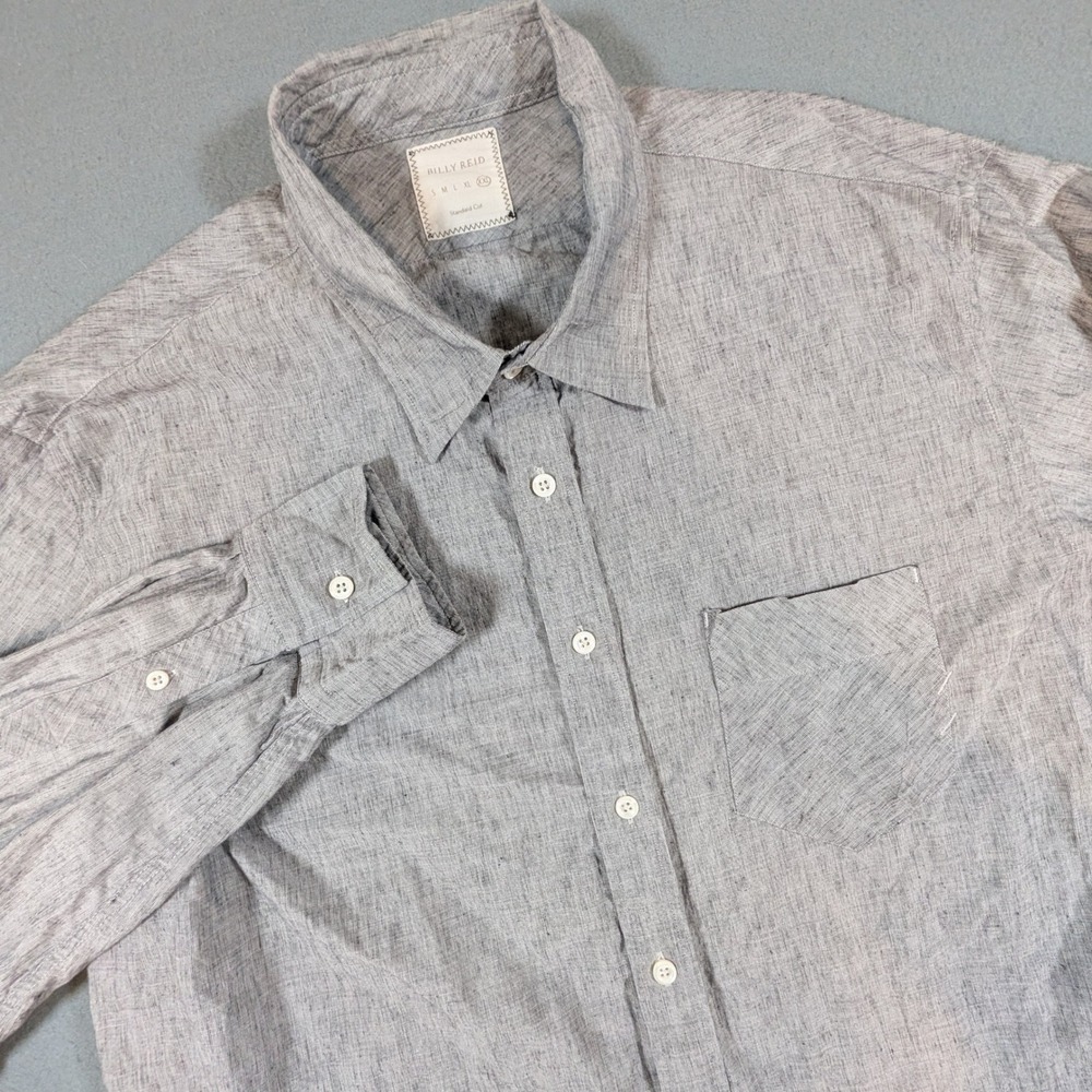 Billy‎ Reid Button Down Shirt Mens XXL Cotton Linen Standard Cut Long Sleeve